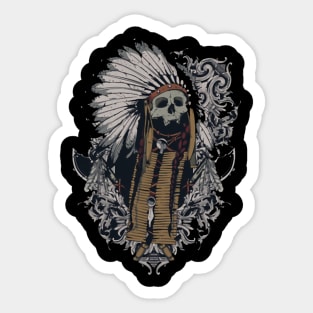 Head of Skull Indian Illustration Sticker